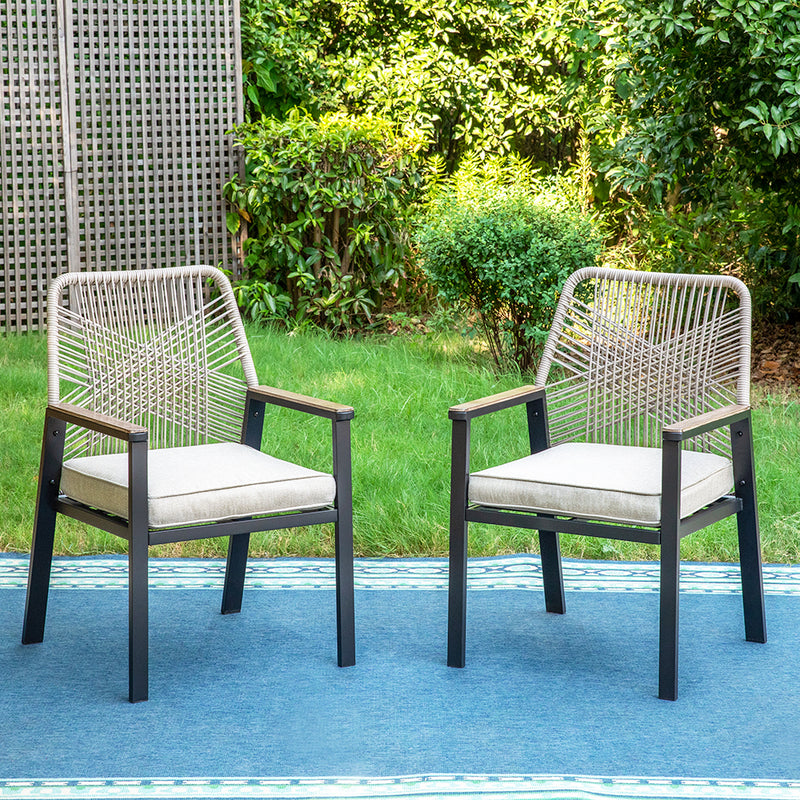 Stylish Rattan Rope Patio Dining Chairs-Phi Villa