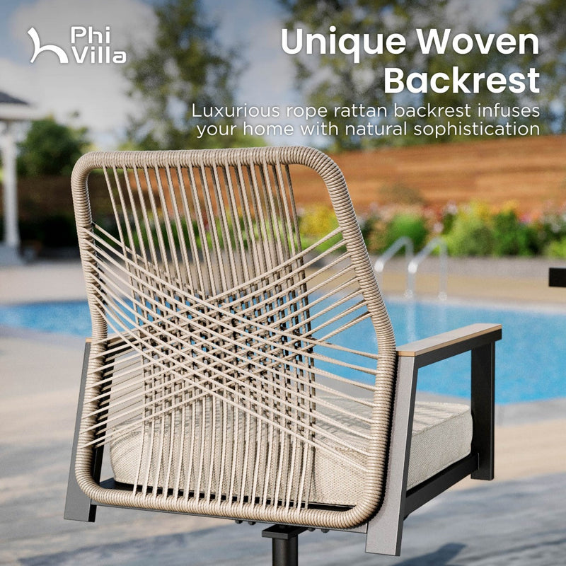 Stylish Rattan Rope Patio Dining Chairs-Phi Villa