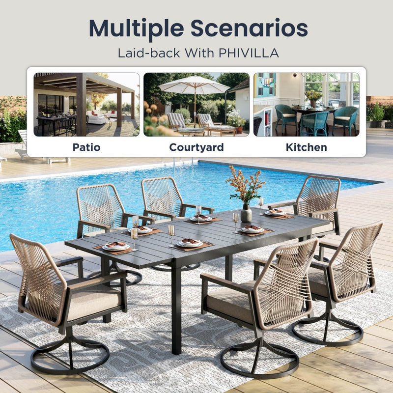 Stylish Rattan Rope Patio Dining Chairs-Phi Villa