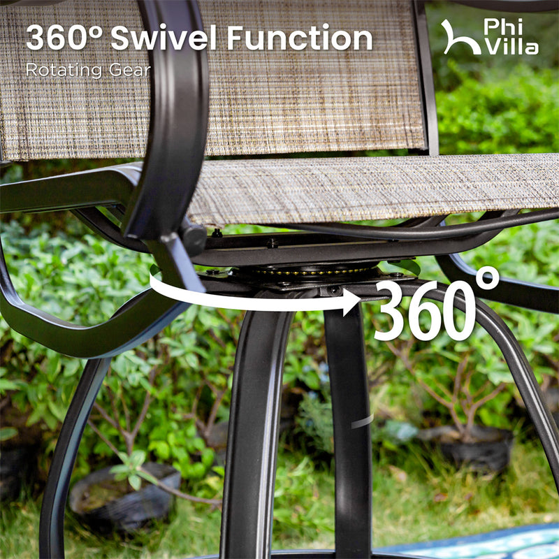 Phi Villa Outdoor Swivel Textilene Bar Stools