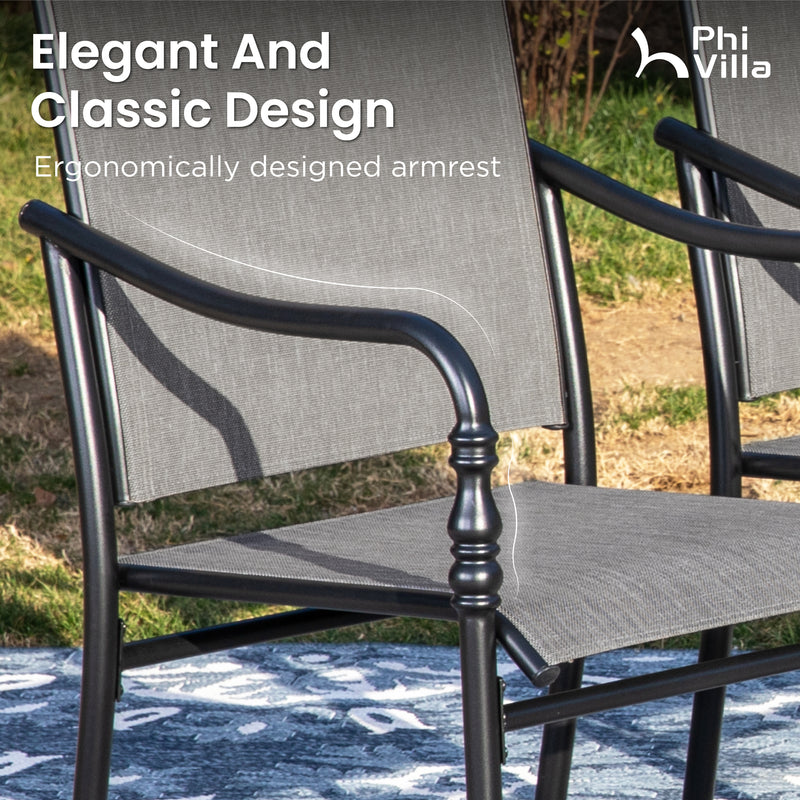 Patio Textilene Dining Chairs Set for Lawn, Front Porch PHI VILLA