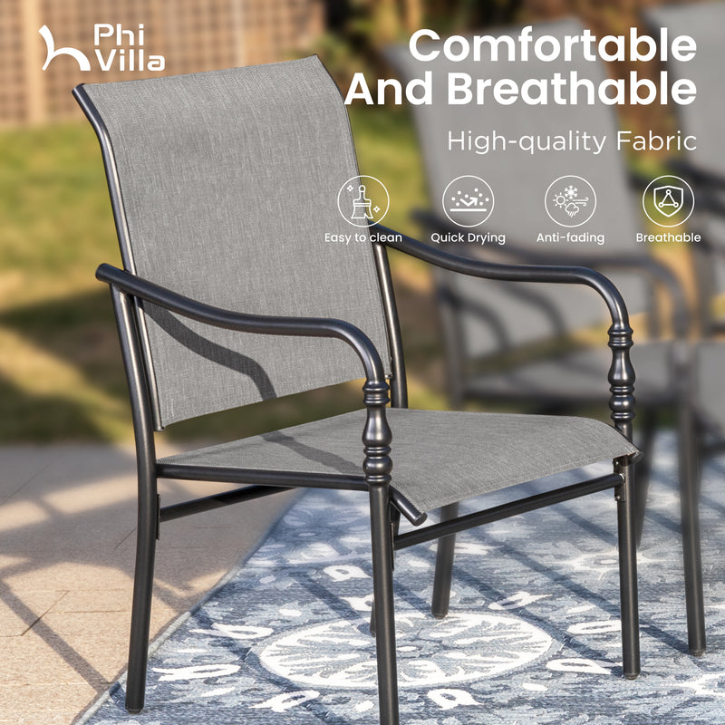 Patio Textilene Dining Chairs Set for Lawn, Front Porch PHI VILLA