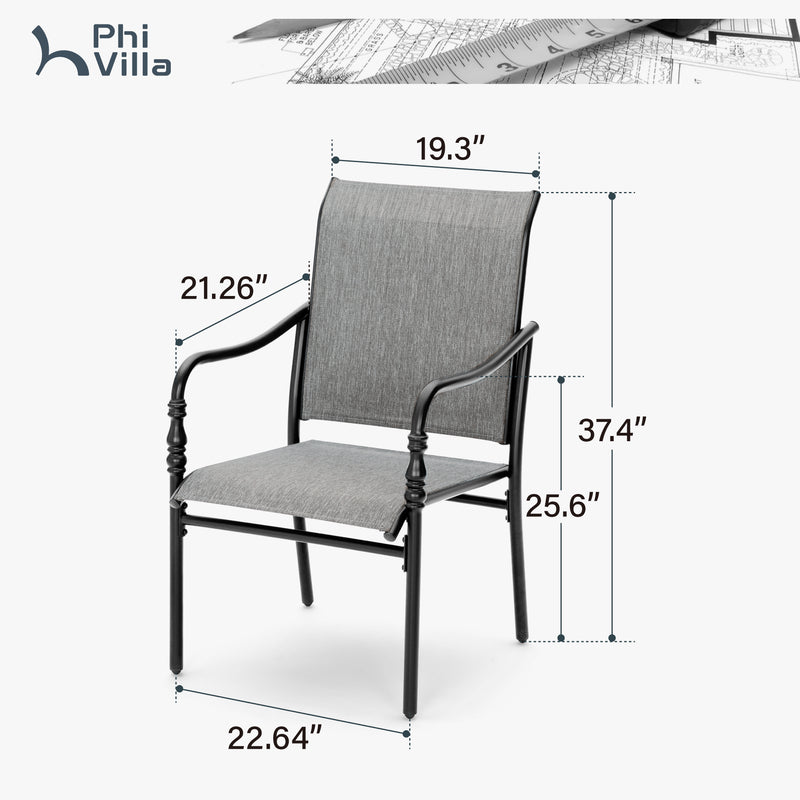 9-Piece Gray Textilene Fixed Chair Dining Set for Deck-Phi Villa