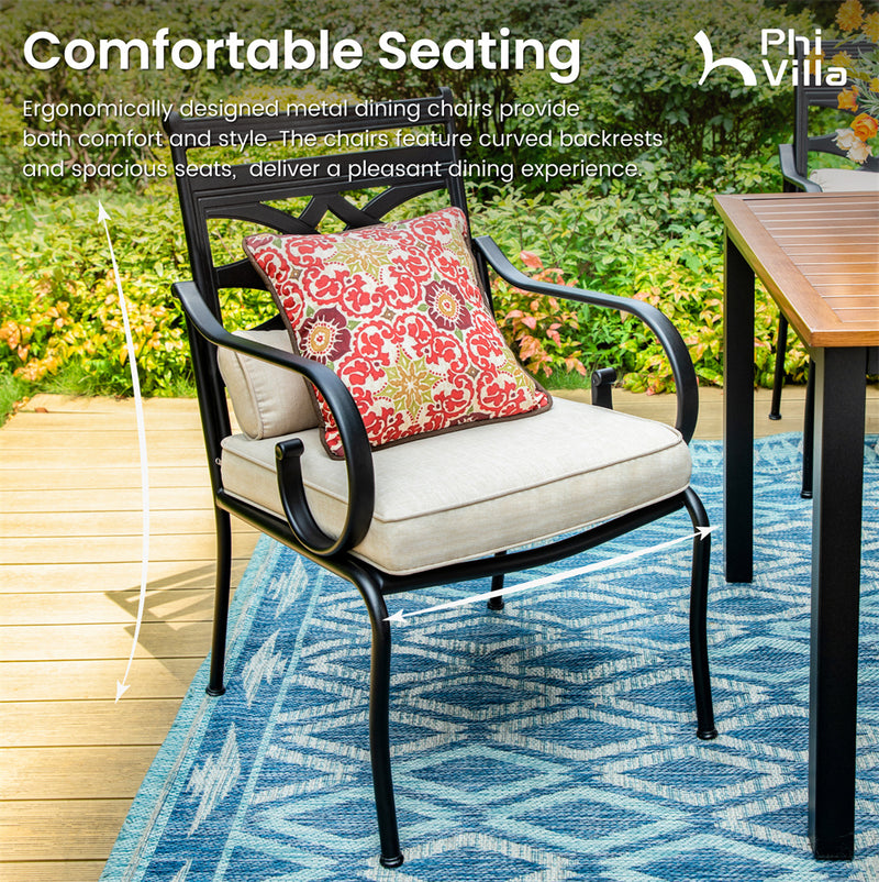 PHI VILLA Knit Mesh Pattern Patio Dining Chairs