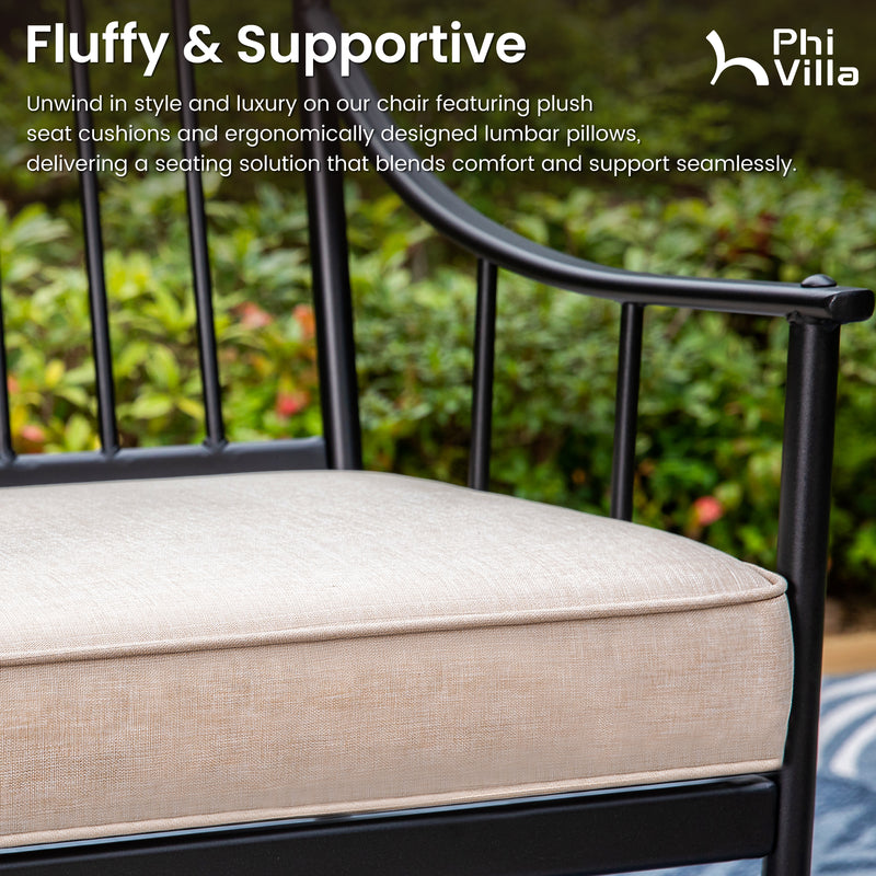 PHI VILLA Farmhouse Style Outdoor Swivel Dining Chairs with Cushion