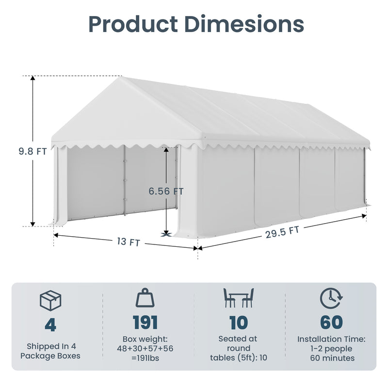 Phi Villa 20'x40' Heavy Duty Wedding Party Tent Outdoor Canopy Gazebo Shelter with Removable Sidewalls