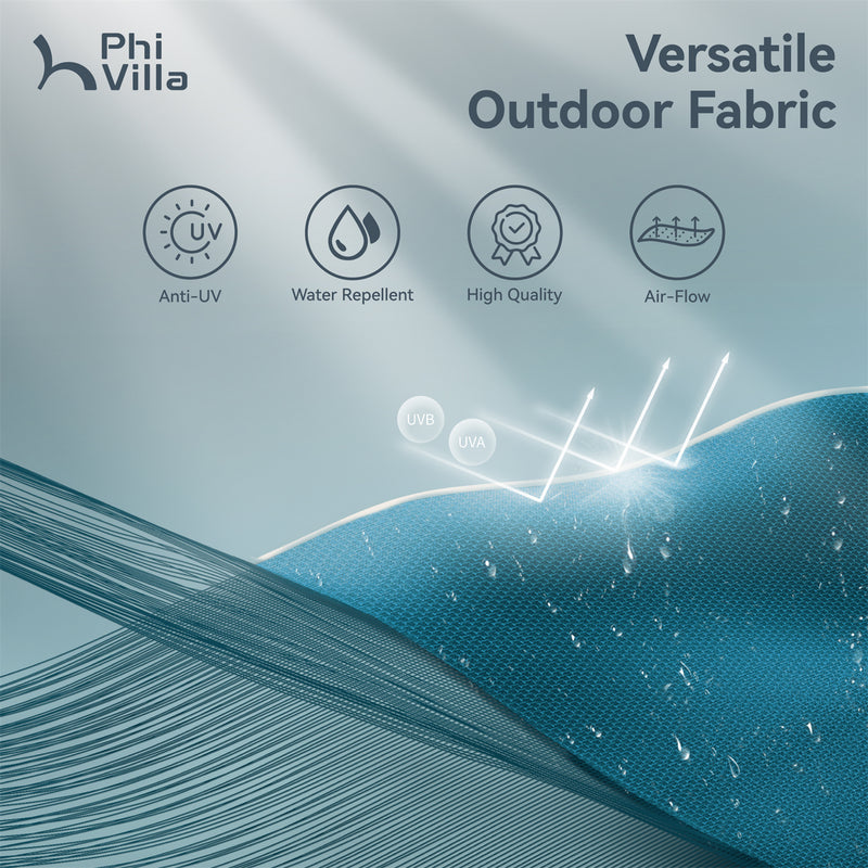 PHI VILLA 13Ft Double-Sided Umbrella - Solar Powered LED Lights, Adjustable Crank, and Durable Construction