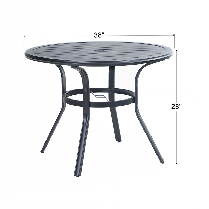 Phi Villa 5-Piece Outdoor Dining Set with Round Table & Textilene Swivel Chairs