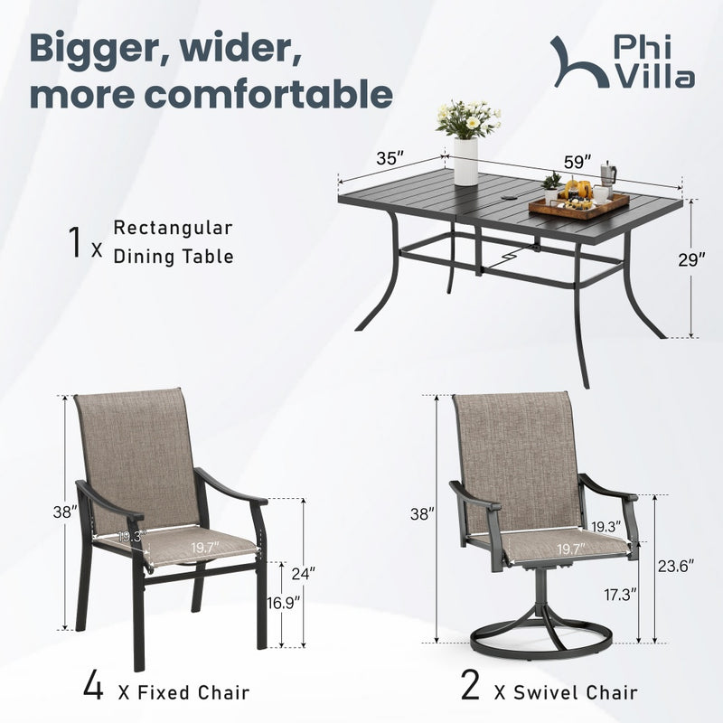 7-Piece Outdoor Dining Set for Garden Backyard PHI VILLA