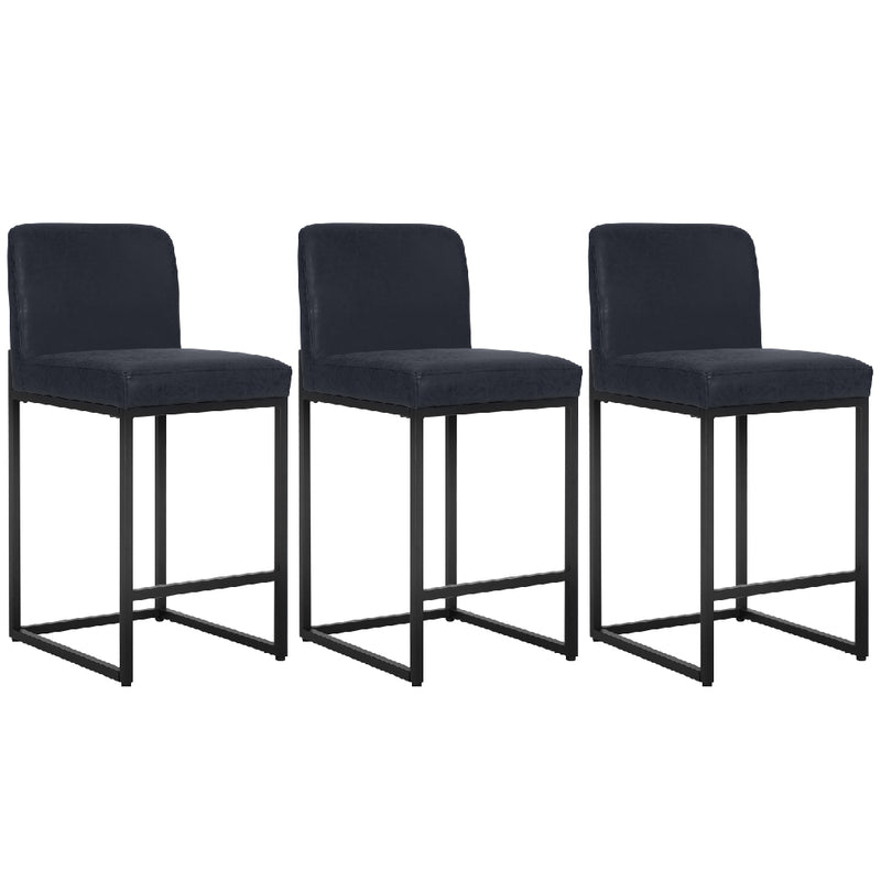 PHI VILLA Black Bar Stools— Counter Height Bar Stool Leather Stools Barstools with Back for Kitchen Counter