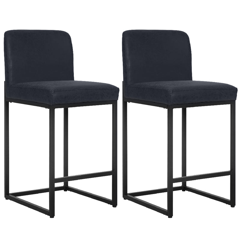 PHI VILLA Black Bar Stools— Counter Height Bar Stool Leather Stools Barstools with Back for Kitchen Counter