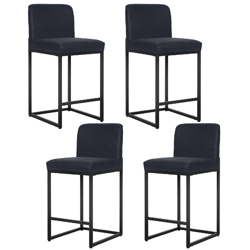 PHI VILLA Black Bar Stools— Counter Height Bar Stool Leather Stools Barstools with Back for Kitchen Counter