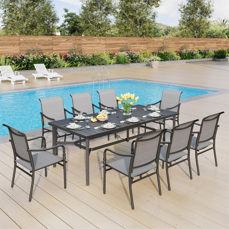 8-seat sling chair gray dining set for deck