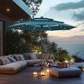 PHI VILLA 10ft 3 Tier Auto-tilt Patio Vented Umbrella with LED Lights