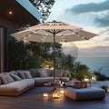 PHI VILLA 10ft 3 Tier Auto-tilt Patio Vented Umbrella with LED Lights