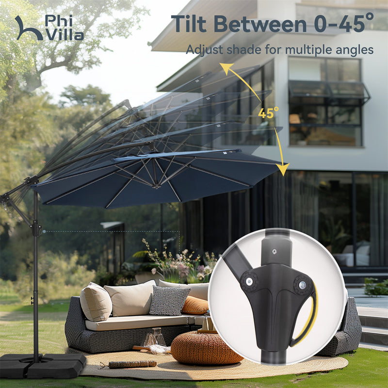 PHI VILLA 10ft Banana Parasol Umbrella Outdoor Offset Umbrella