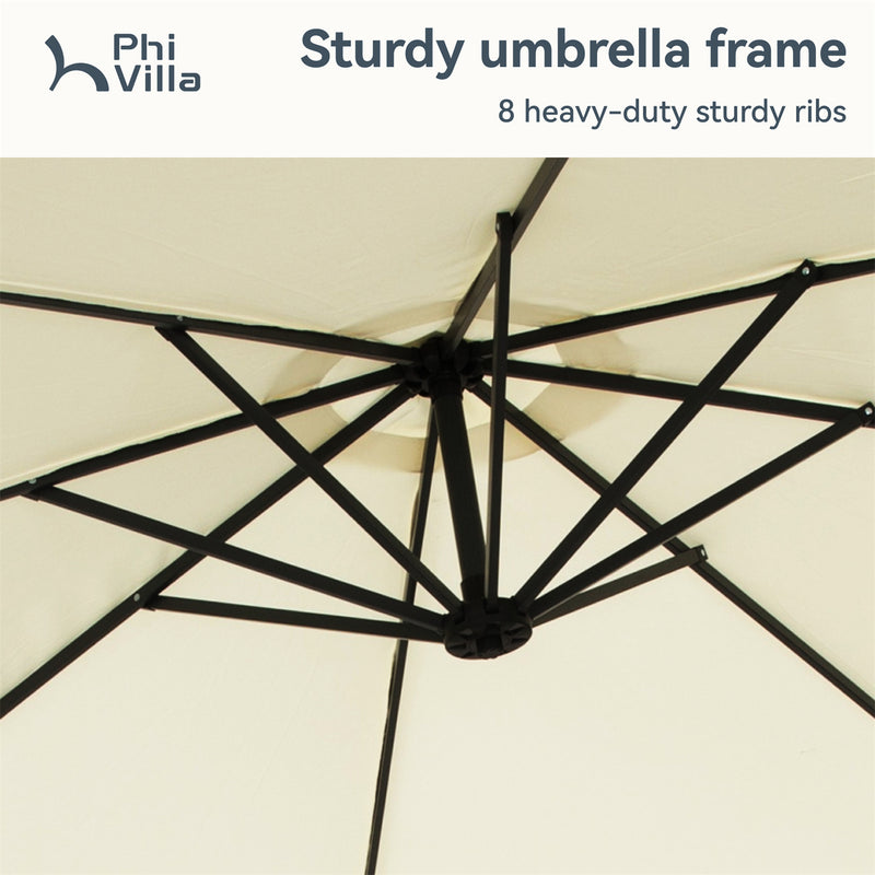 PHI VILLA 10ft Banana Parasol Umbrella Outdoor Offset Umbrella