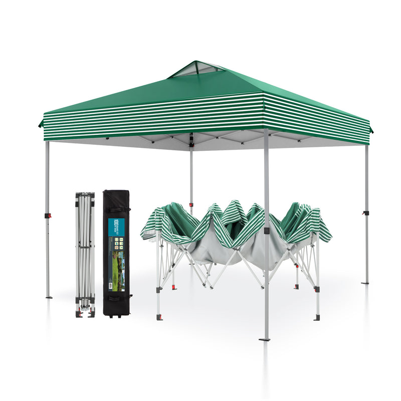 PHI VILLA 10x10Ft Pop Up Canopy Tent with Wheeled Bag,Straight Legs, 100 Sq. Ft