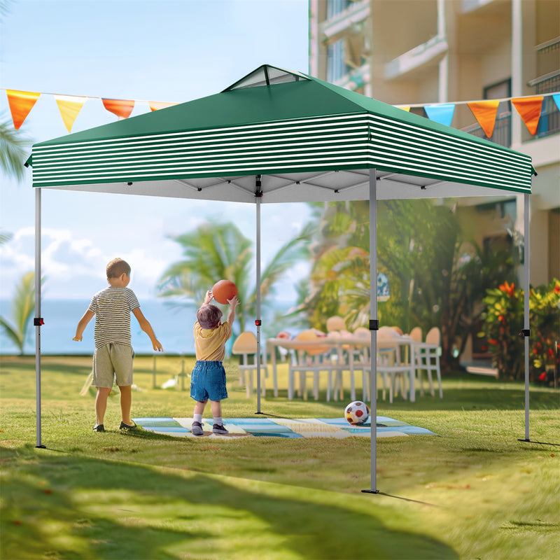 PHI VILLA 10x10Ft Pop Up Canopy Tent with Wheeled Bag,Straight Legs, 100 Sq. Ft