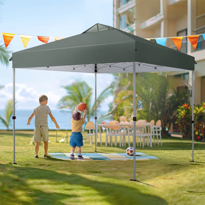 PHI VILLA 10x10Ft Pop Up Canopy Tent with Wheeled Bag,Straight Legs, 100 Sq. Ft