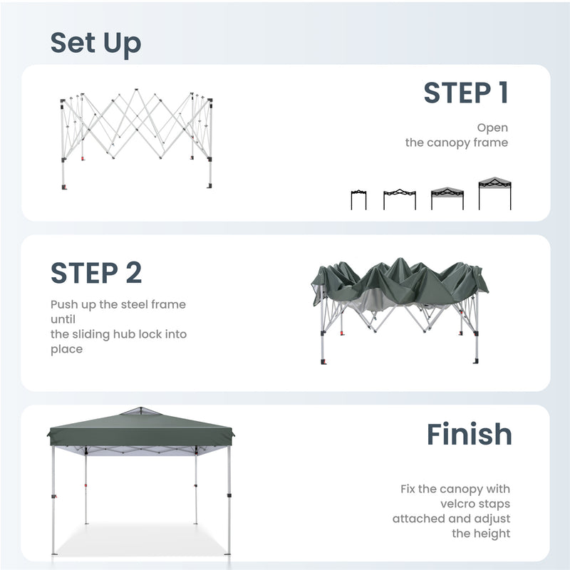 PHI VILLA 10x10Ft Pop Up Canopy Tent with Wheeled Bag,Straight Legs, 100 Sq. Ft