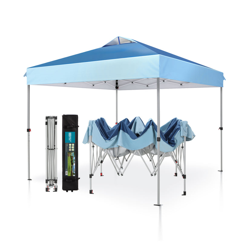 PHI VILLA 10x10Ft Pop Up Canopy Tent with Wheeled Bag,Straight Legs, 100 Sq. Ft