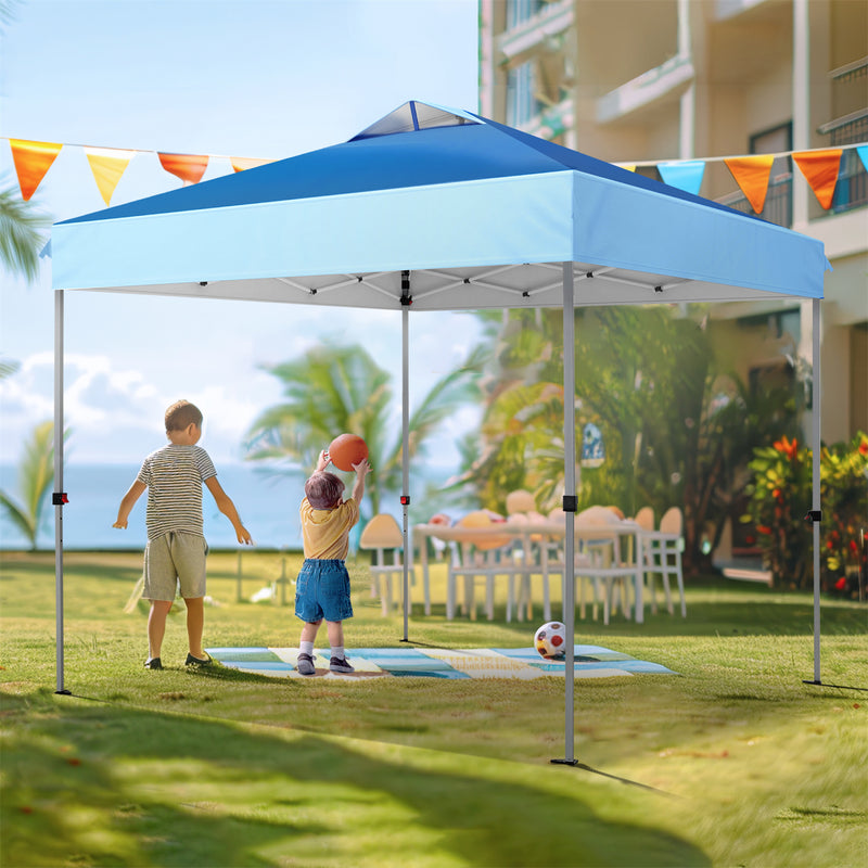 PHI VILLA 10x10Ft Pop Up Canopy Tent with Wheeled Bag,Straight Legs, 100 Sq. Ft