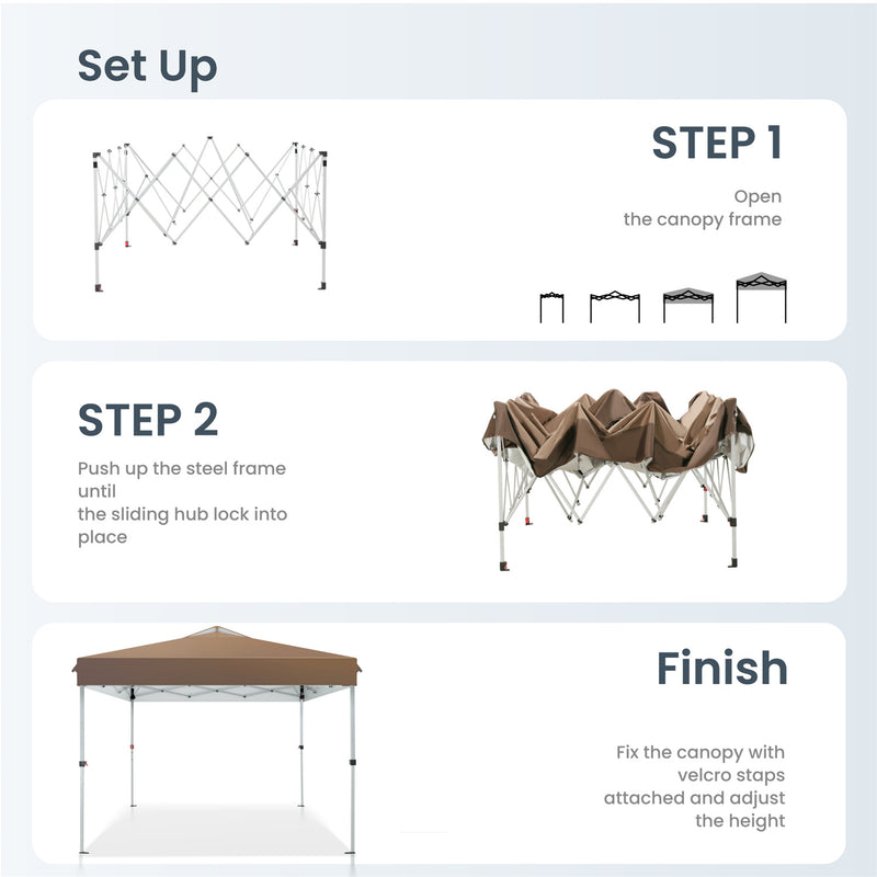 PHI VILLA 10x10Ft Pop Up Canopy Tent with Wheeled Bag,Straight Legs, 100 Sq. Ft