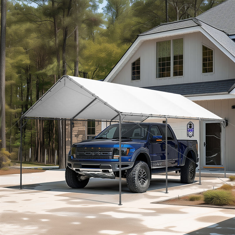 PHI VILLA 12'X20' White Carport Outdoor Heavy Duty Car Storage