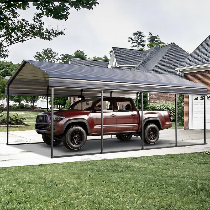 PHI VILLA Deluxe Heavy Duty Metal Outdoor Carport Canopy Multi-use Car Garage Shelter