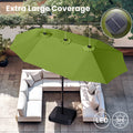 PHI VILLA 15ft Double-Sided Patio Extra Large Umbrella With LED Lights