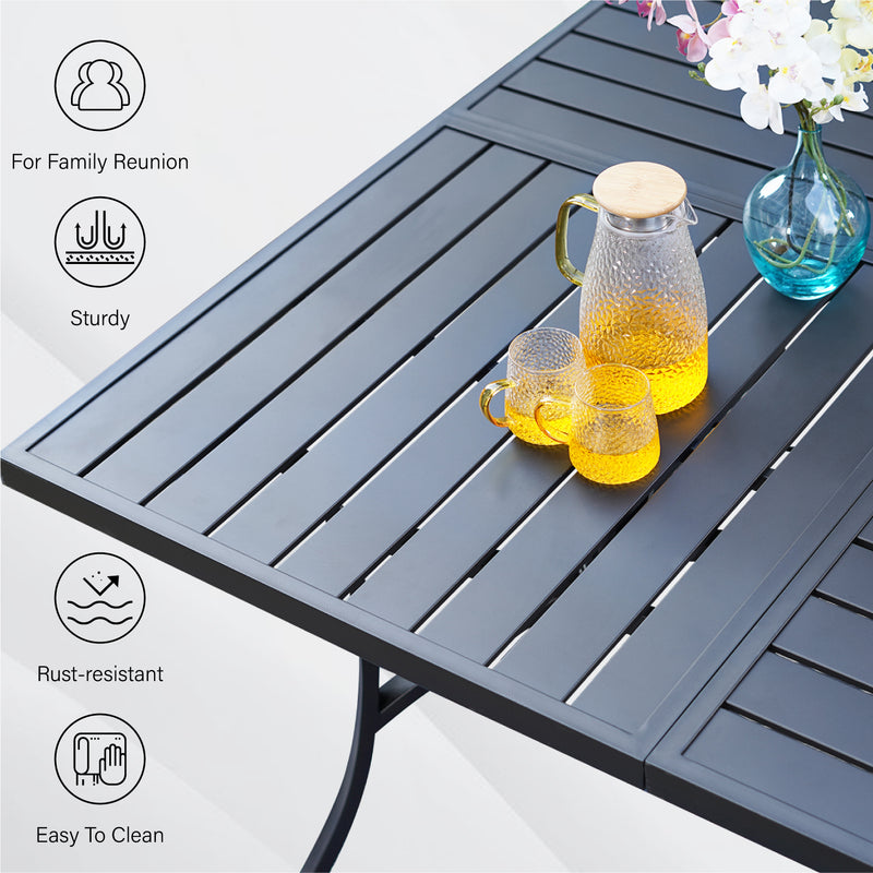 Phi Villa 60" Outdoor Metal Square Patio Dining Table with Umbrella Hole