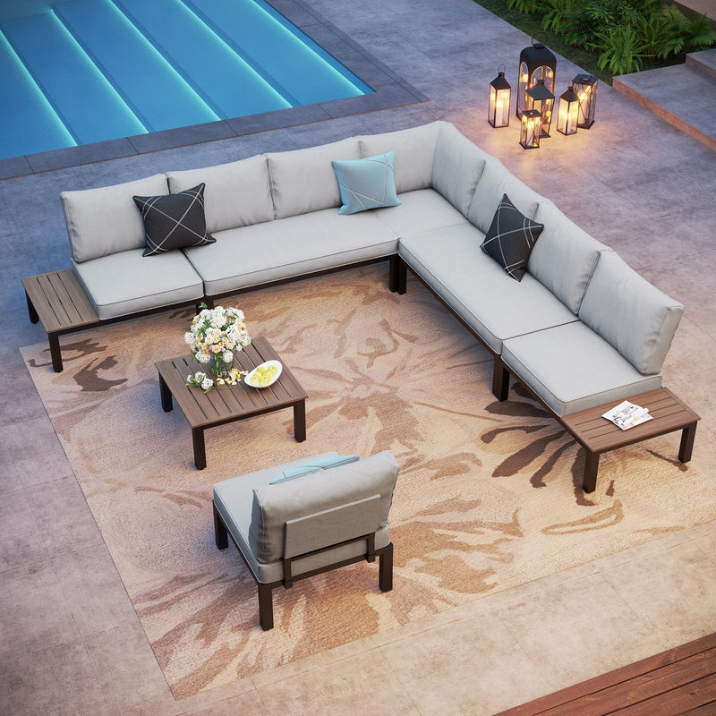 Phi Villa 8 Seater Outdoor Couch Modern Sectional Sofa With Cushions