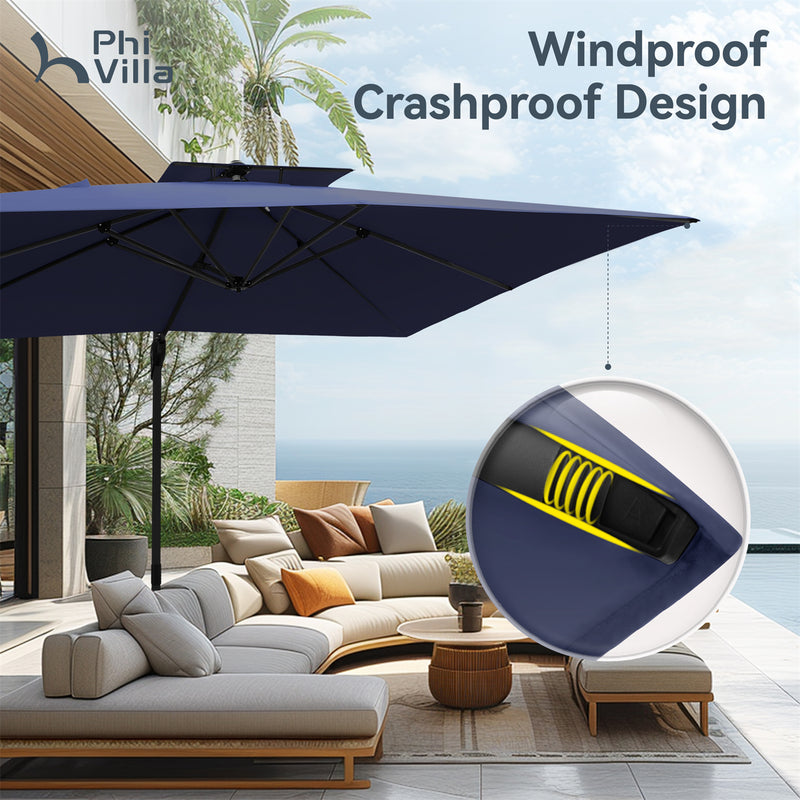 PHI VILLA 9X12ft Hydraulic Cantilever Patio Parasols Umbrellas