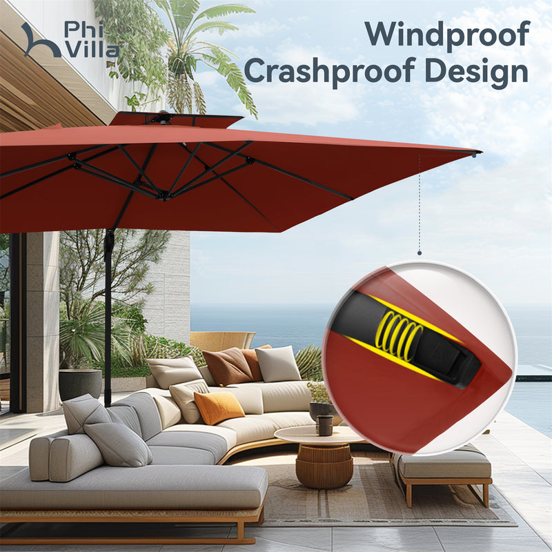 PHI VILLA 9X12ft Hydraulic Cantilever Patio Parasols Umbrellas