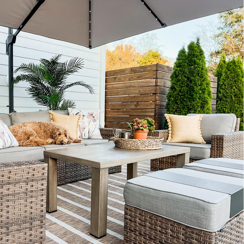 Phi Villa Luxury Outdoor Wicker Deep Sofa Patio Rattan Swivel Conversation Sets with Loveseat