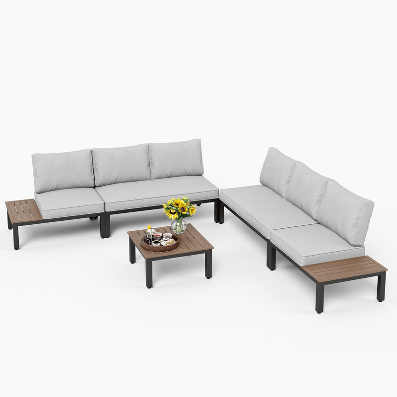 Phi Villa 6-Seater Patio Couch Modern Sectional Sofa With Cushions