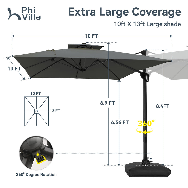 PHI VILLA 10ft Outdoor Patio Automatic Hydraulic Cantilever Parasols Umbrella