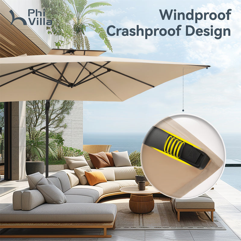 PHI VILLA 10ft Outdoor Patio Automatic Hydraulic Cantilever Parasols Umbrella