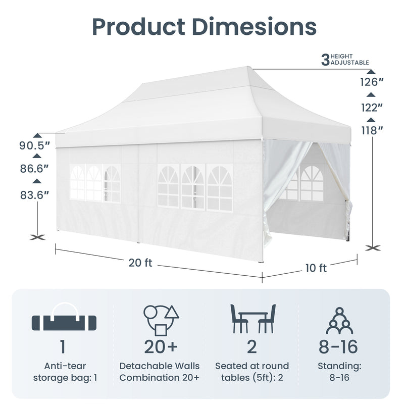 Phi Villa Outdoor Pop up Canopy Tent Gazebo for Party Wedding Gazebo Tent with Wheeled Storage Bag