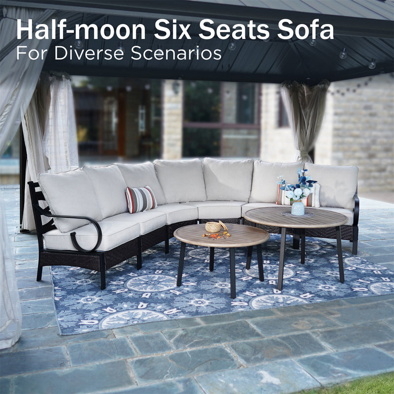 Phi Villa 6-Seater Outdoor Steel Sectional & Modular Sofa with Cushions