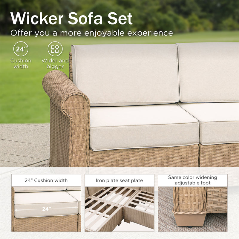 Phi Villa Outdoor Classic Garden Modular Wicker Deep Sofa Set with Coffee Table