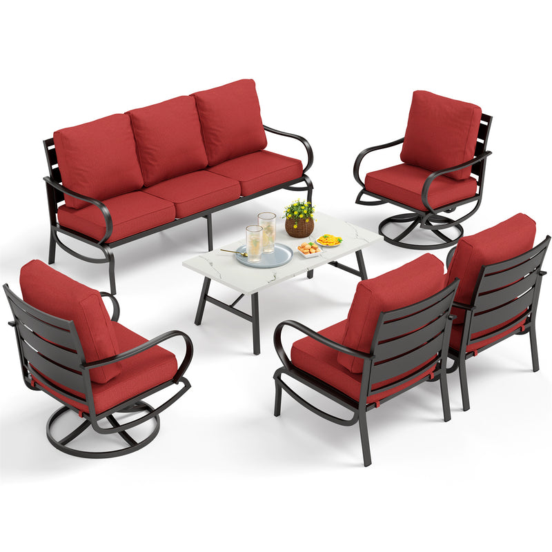 Phi Villa 7-Seater Patio Steel Conversation Sofa Sets With Coffee Table