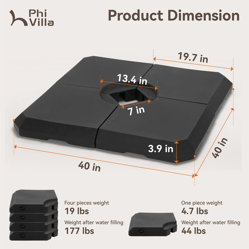 Phi Villa Heavy Duty Base Weights Stand for Outdoor Patio Umbrella