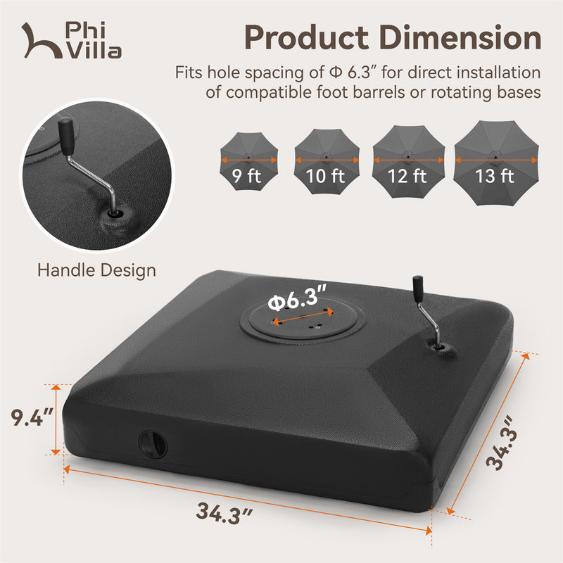 Phi Villa Heavy Duty Base Weights Stand for Outdoor Patio Umbrella