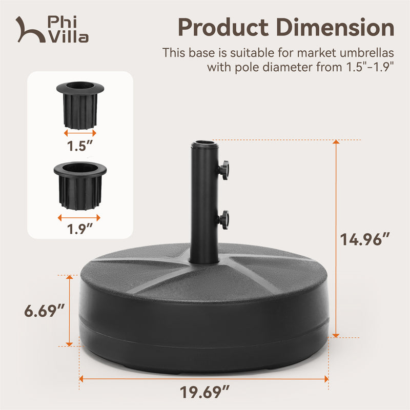 Phi Villa Heavy Duty Base Weights Stand for Outdoor Patio Umbrella