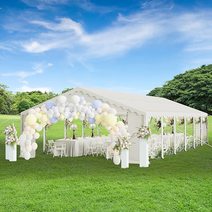 Phi Villa White Heavy Duty Party Tent Wedding Event Shelter with Removable Sidewalls