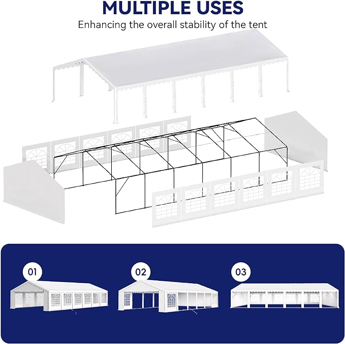 Phi Villa Heavy Duty Party Tent Wedding Event Shelter with Removable Sidewalls
