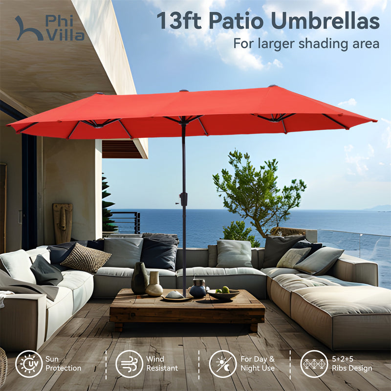 PHI VILLA 13ft Double-Sided Outdoor Large Umbrella