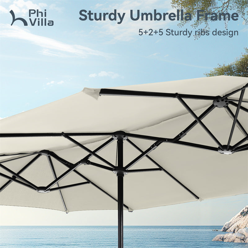 PHI VILLA 13ft Double-Sided Outdoor Large Umbrella